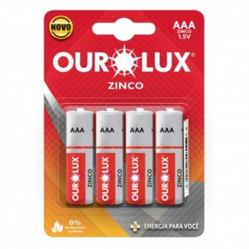 Pilha Ourolux Zinco Com 4 AA